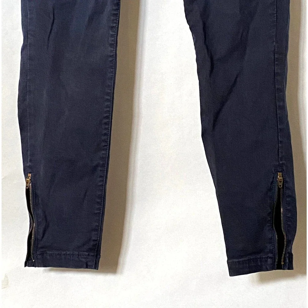 Joie Womens Park Skinny Pants 29 Navy Blue Utility Cargo Lyocell Blend Calf Zips - Picture 2 of 16